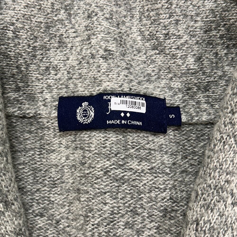 J Crew Lambswool Shawl Collar Cardigan Sweater Gray Elbow Patches Mens Small - Picture 5 of 8